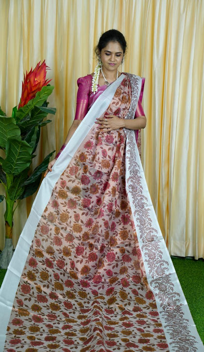 Soft Tissue Floral Printed Saree🥰🥳