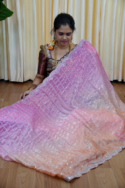 Double shade Space silk saree with sequins work🥰😎📚