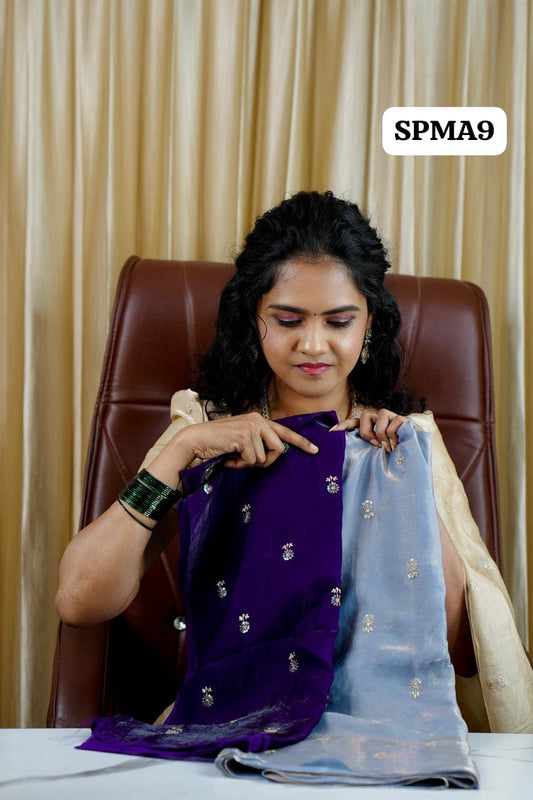 Space silk saree with contrast blouse🥰 🥳