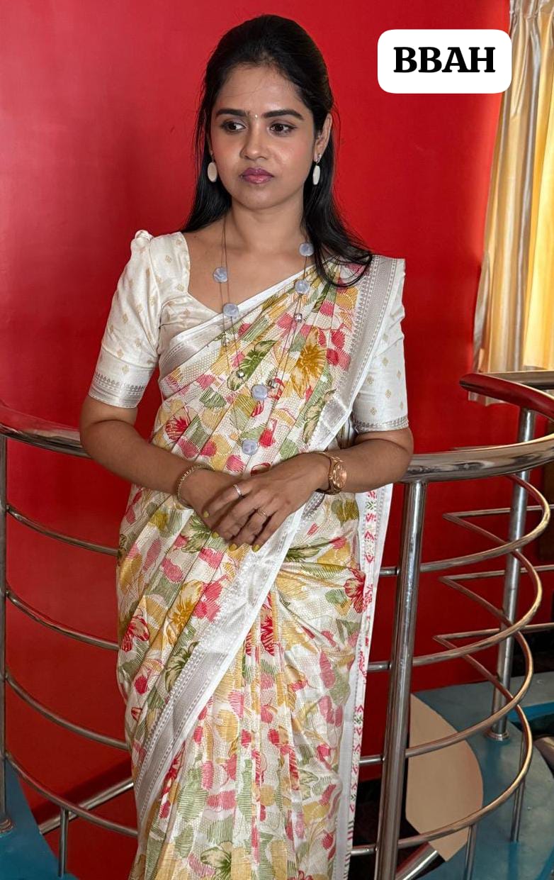 Linen cotton with silk blended saree😎😍📚