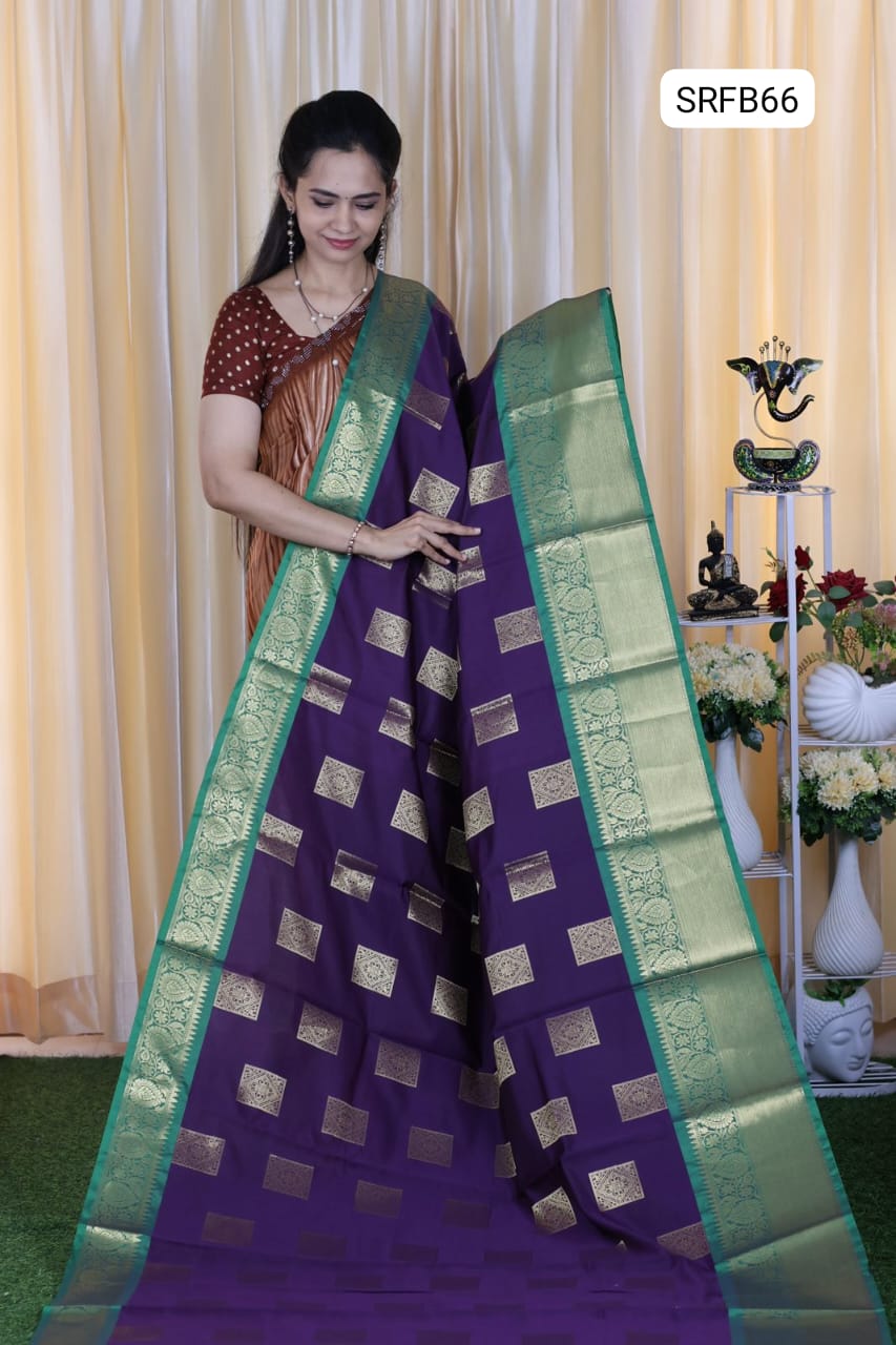 Semi soft silk saree with runing blouse blue with green🥳