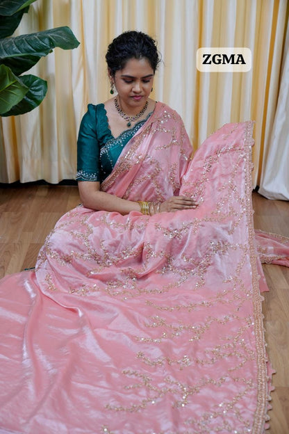 Premium Space silk with Golden heavy Katdhana work🥳