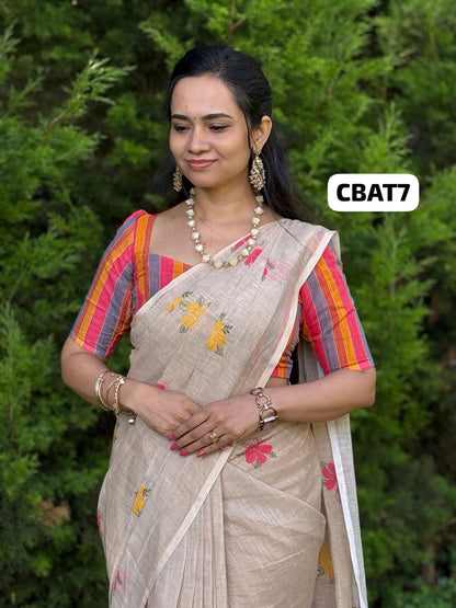 Linen cotton saree 🥳