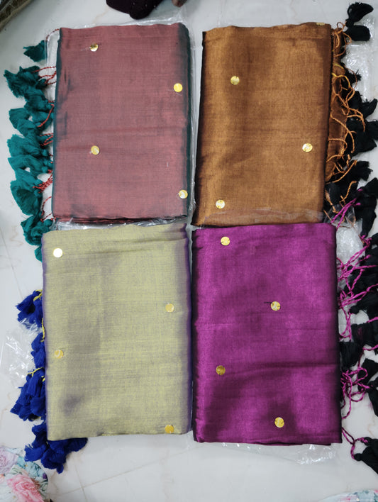 Kadhi cotton saree with coin buttas📷