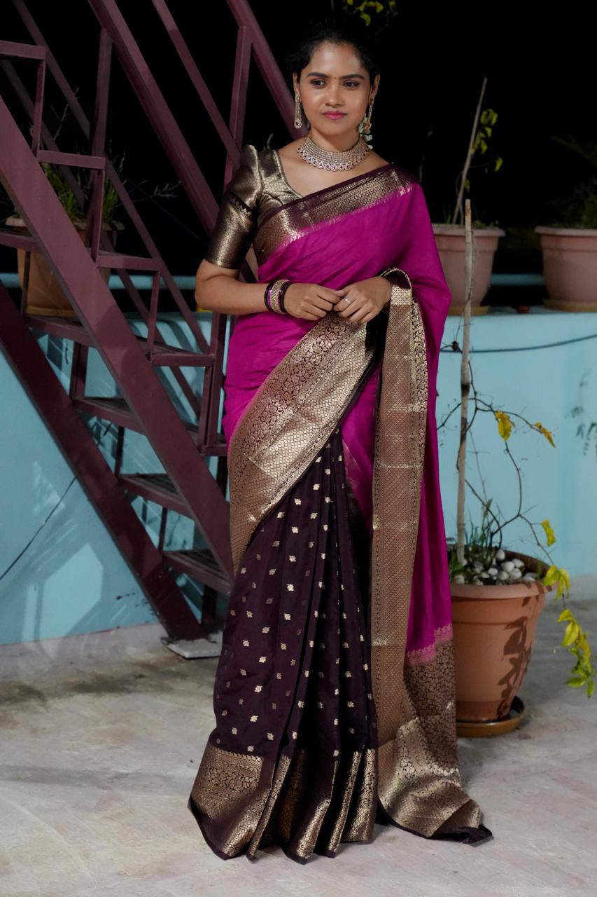 Premium half saree type saree in warm silk🥳