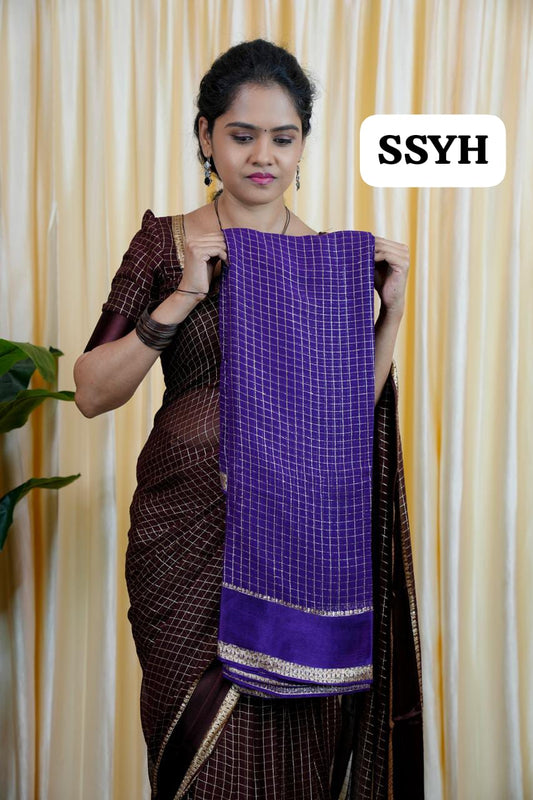 Viscose Georgette saree with zari checks🥳