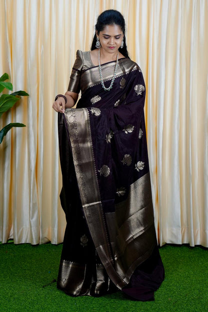 Premium warm silk sarees(deep choclate brown) no animal figure  🥳✅
