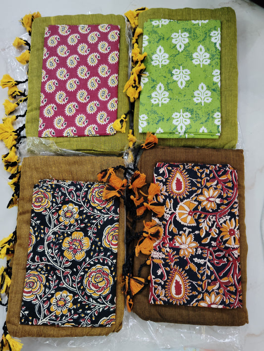 Kadhi cotton saree with kalamkari blouse📷