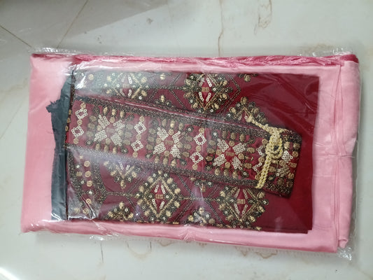 Satin saree+belt 📷