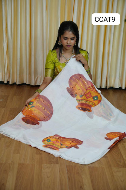 Linen cotton saree🥳