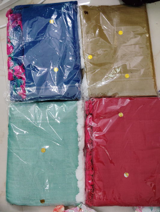 Khadhi cotton saree with coin buttas📷