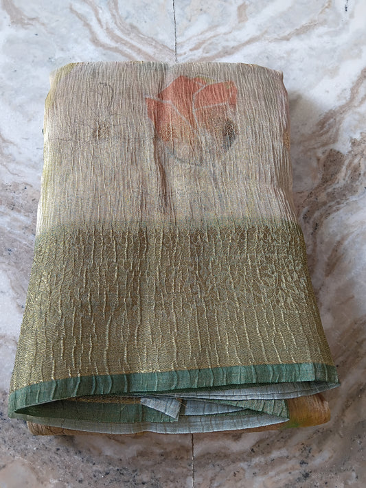 Crushed tissue saree