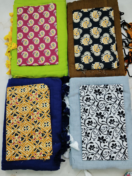 Kadhi cotton saree with kalamkari blouse📷