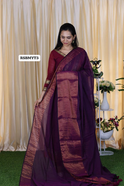 Mul Mul cotton saree light weight with running blouse 👇