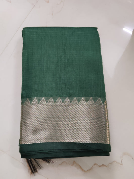 Mangalgiri Cotton📷 Dark green Offer Saree📷📷