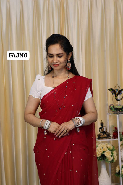 Soft georgette saree with chumkey work🥳