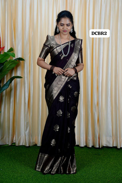 Premium warm silk sarees(deep choclate brown) no animal figure  🥳✅