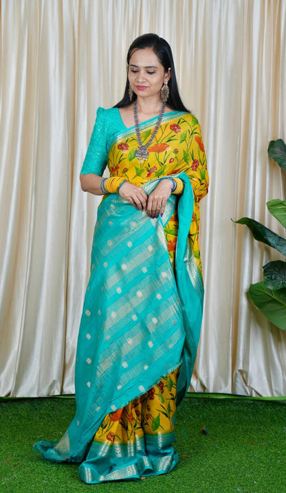 Mysore Silk with Floral Prints🥳
