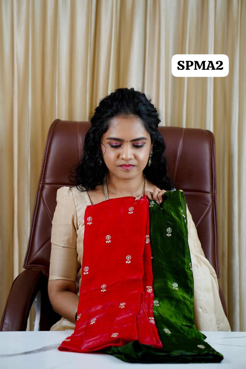 Space silk saree with contrast blouse 🥳