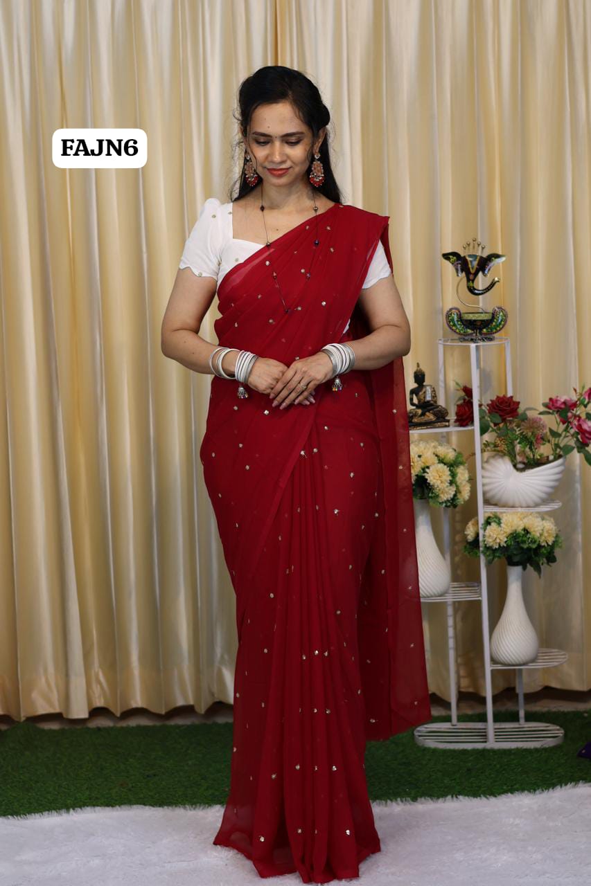 Soft georgette saree with chumkey work🥳