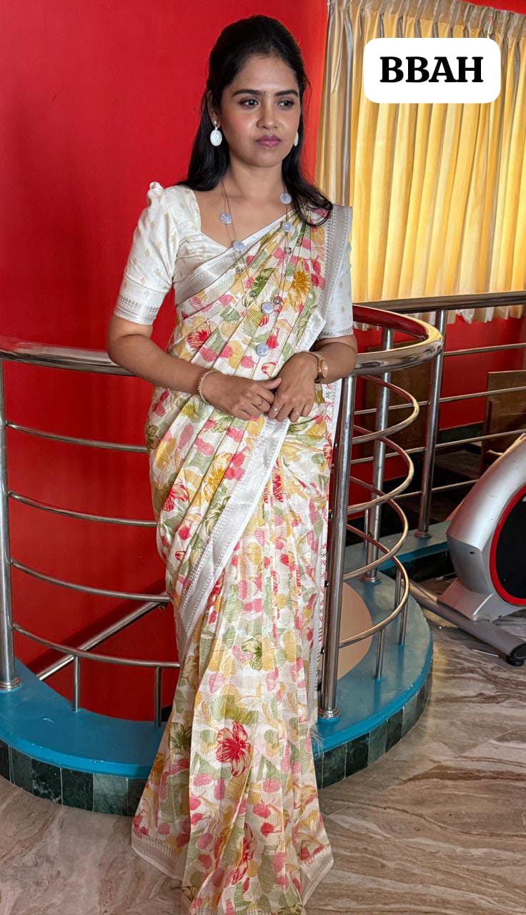 Linen cotton with silk blended saree😎😍📚