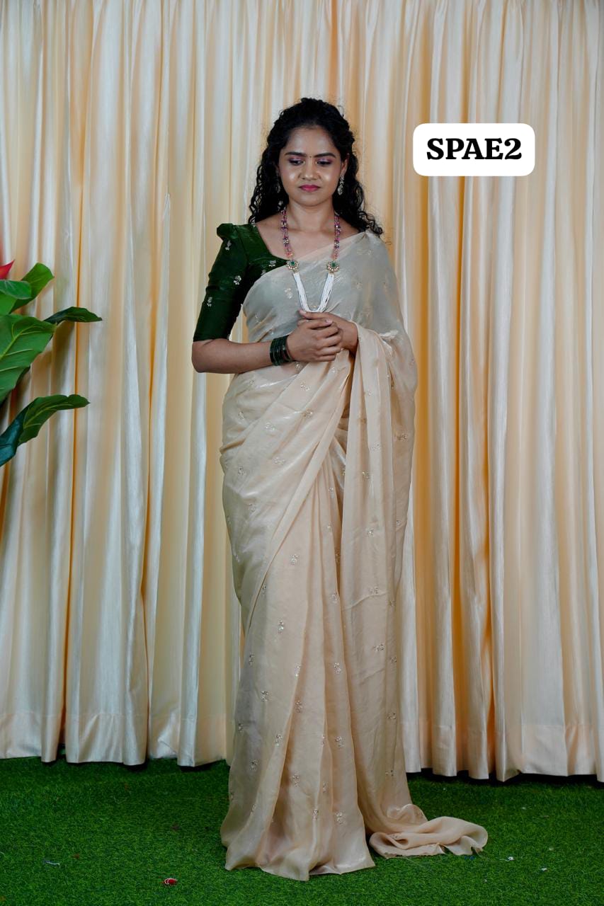 Space silk sarees.🥳with contrast blouse