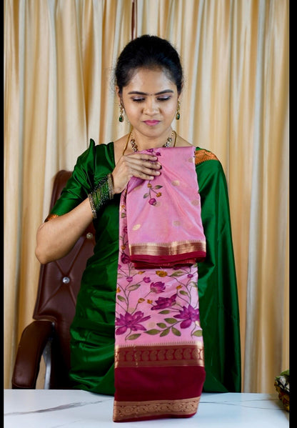 Mysore Silk with Floral Prints🍏🍄