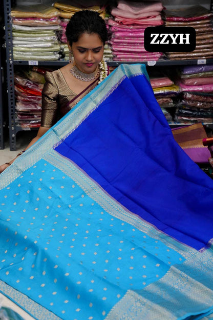 Warm silk sarees. in half and half  🥳🌈