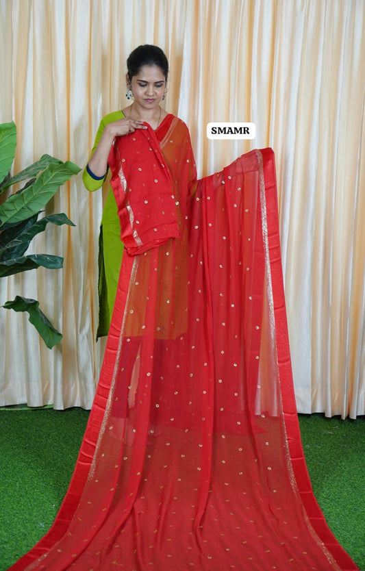 Pure Georgette Sarees with chumky works 🥰🥳