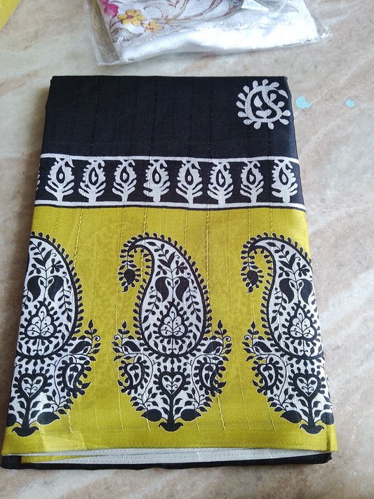 Cotton saree black colour 📷