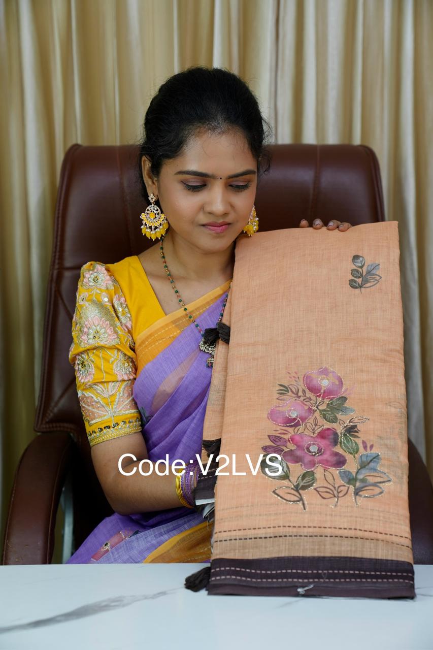 Lenin cotton saree 🥳