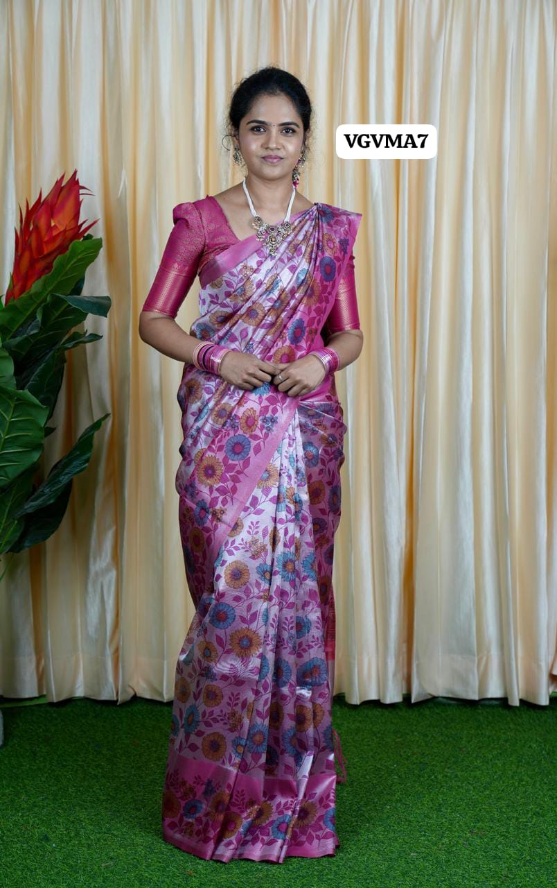 Soft Tissue Floral Printed Saree🥳