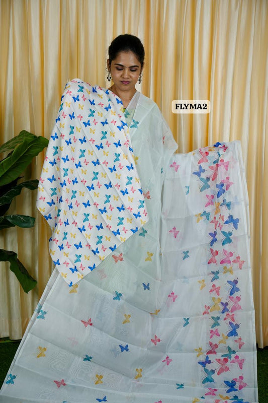 Organza Butterfly Design Saree 🥳