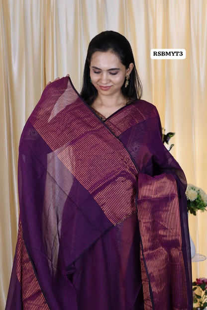Mul Mul cotton saree light weight with running blouse 👇