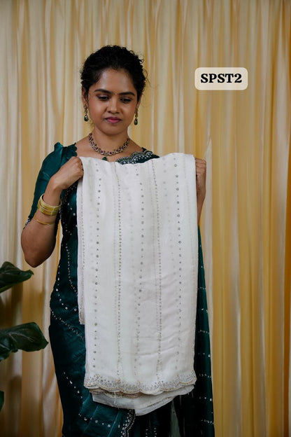 Premium space silk with real jarkhan diamond work🎁