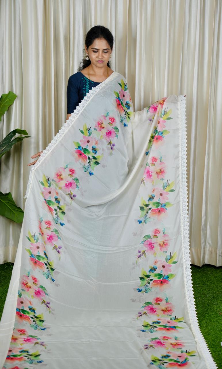 Premium Floral Georgette Silk🍄🥳