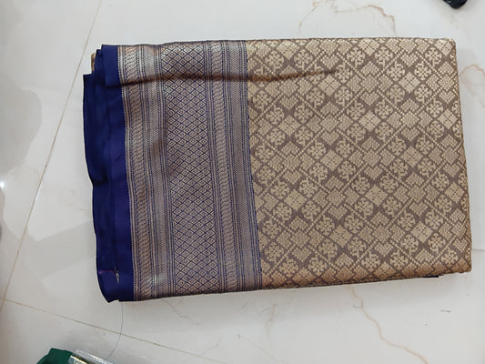 Soft tissue silk saree Navy blue🍏🍄