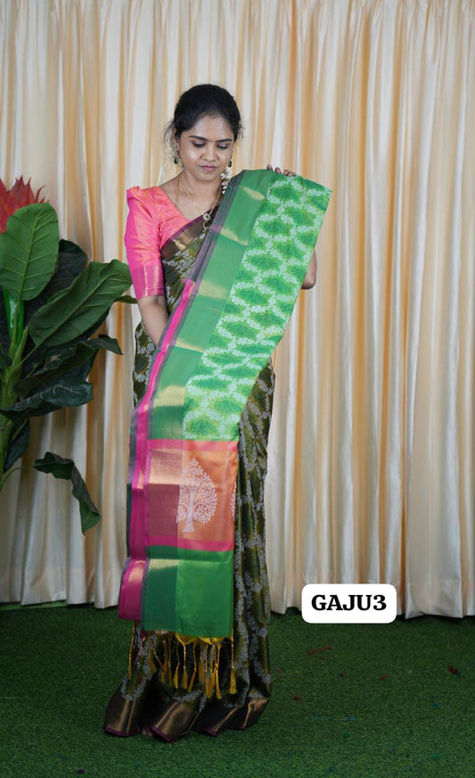 Soft silk sarees with same blouse as shown🥳