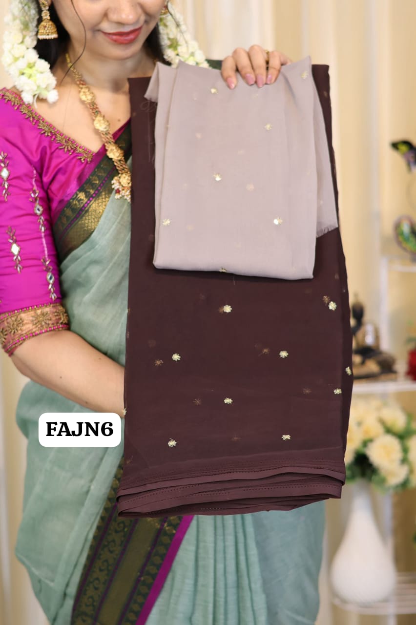 Soft georgette saree with chumkey work🥳