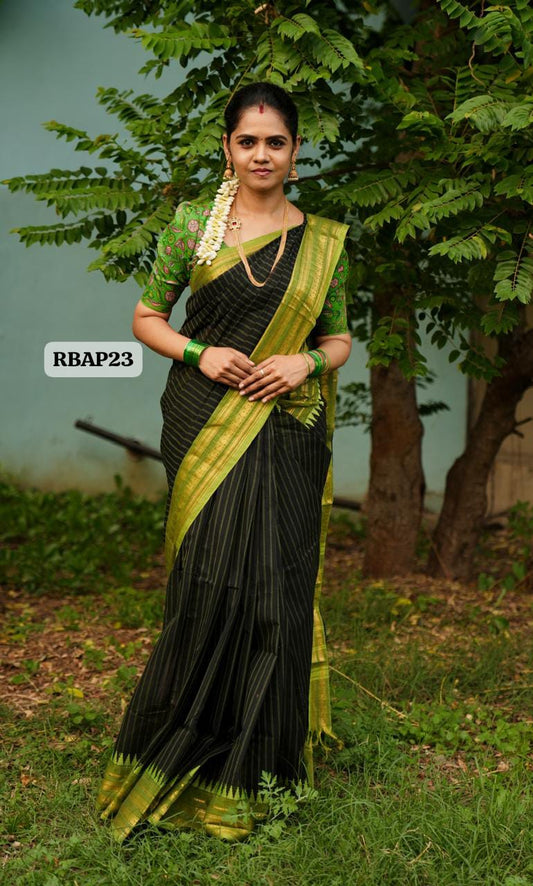 Premium korvai checked Kanchi cotton with running blouse ❌