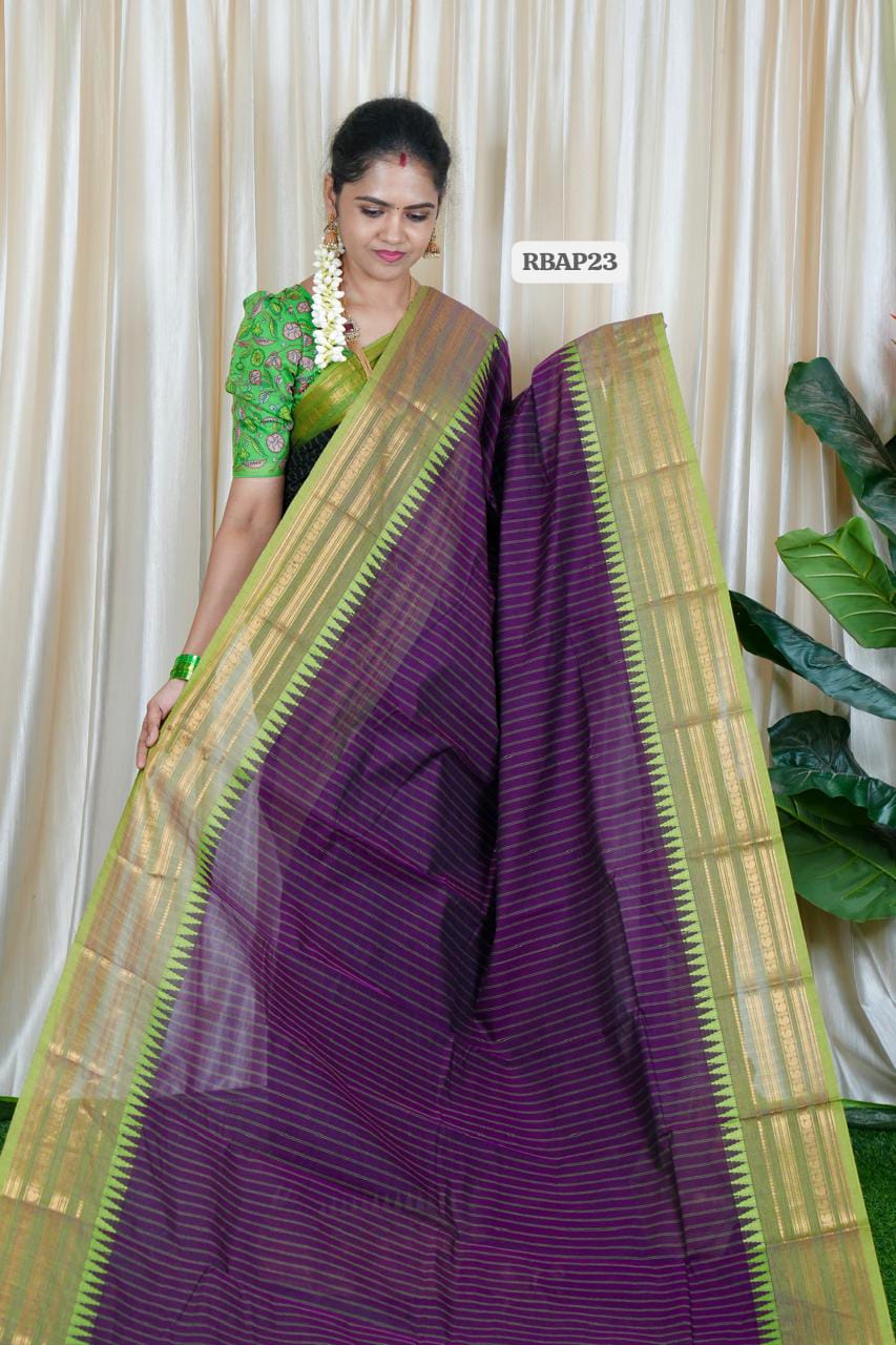 Premium Korvai Checked Kanchi Cotton with running ❌