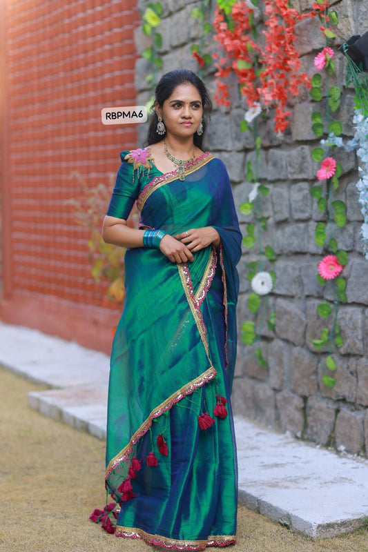 Aadi offer🤩Kadhi Tissue With Cutwork Lace border
