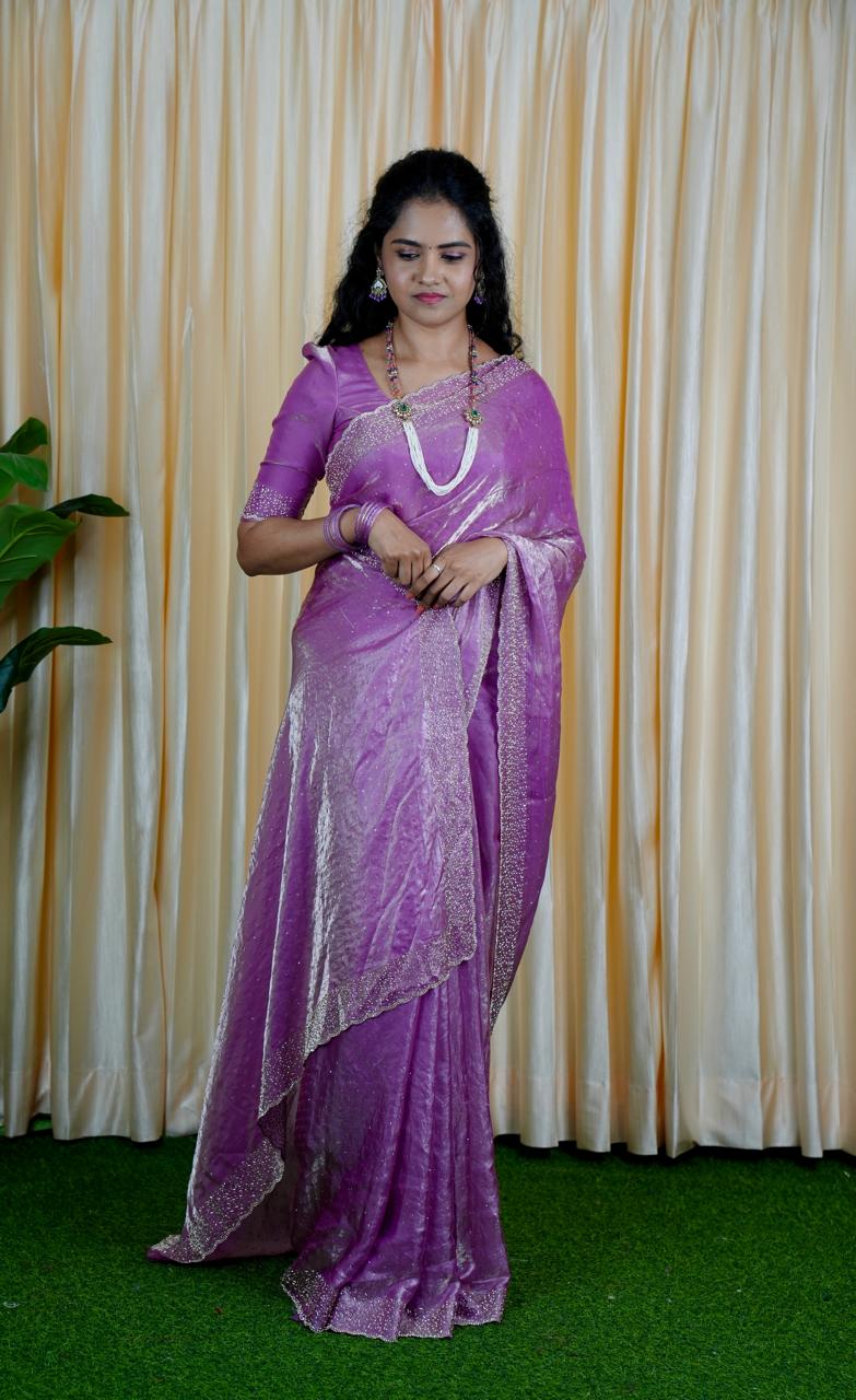 Premium space silk sarees with real jarkhan diamond work🍄🥳 (black lace only)