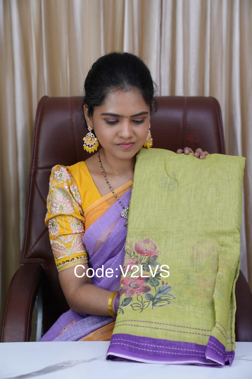 Lenin cotton saree 🎁