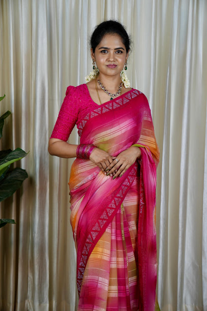 Chiffon stone work saree❌