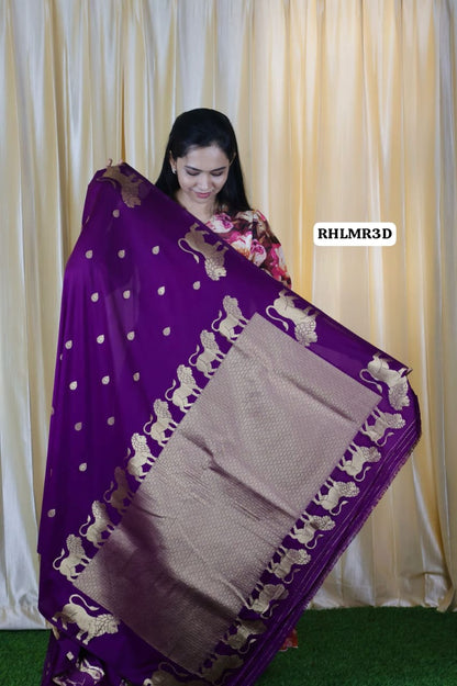 Singapenne saree mulberry soft silk saree with lion design border pichwai style mottif sold❌