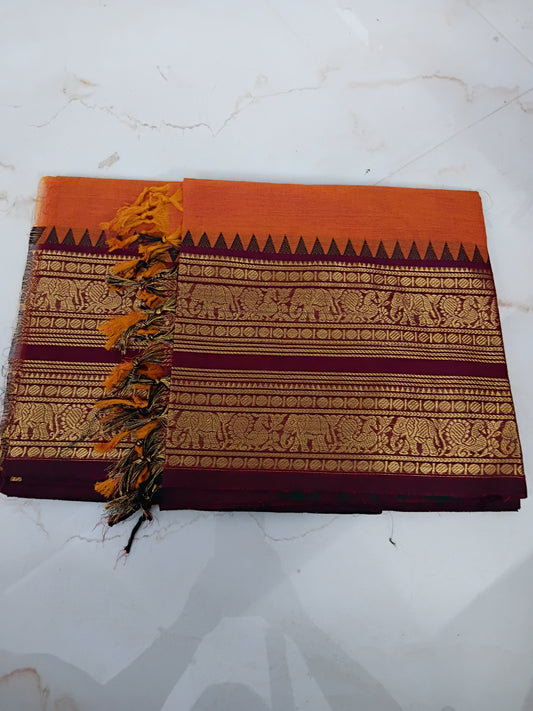 Kanchi Cotton salwar orange stiched