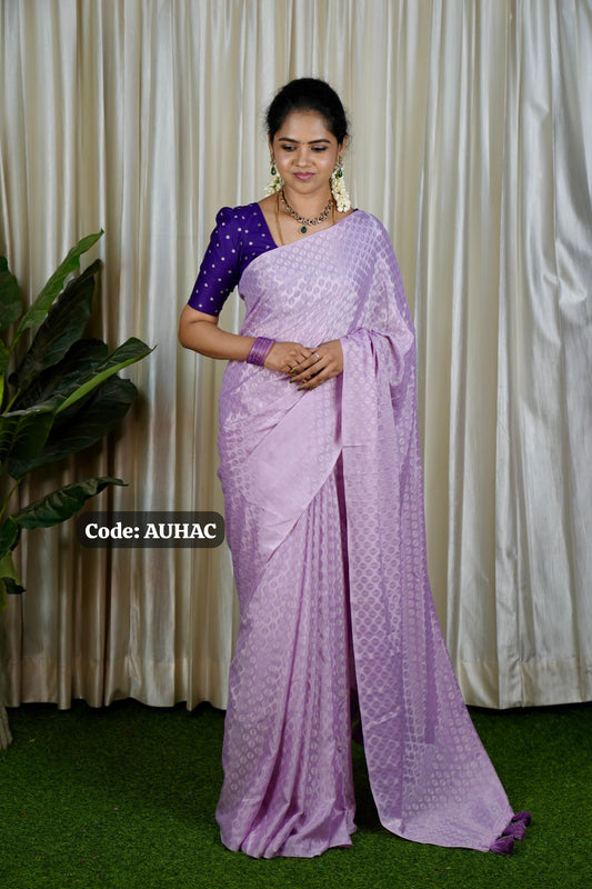 Crepe silk saree with contrast blouse❌