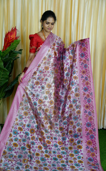 Soft Tissue Floral Printed Saree🥳