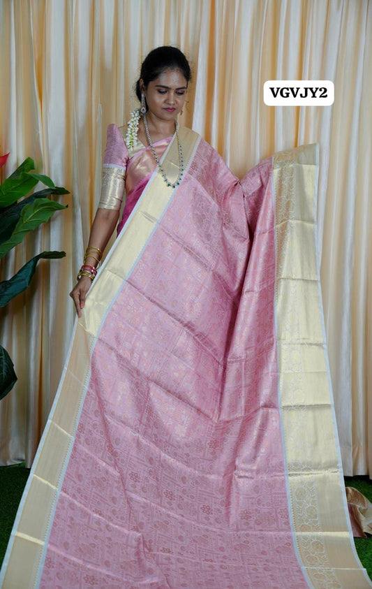 Premium soft katan sarees🥳Pink 1
